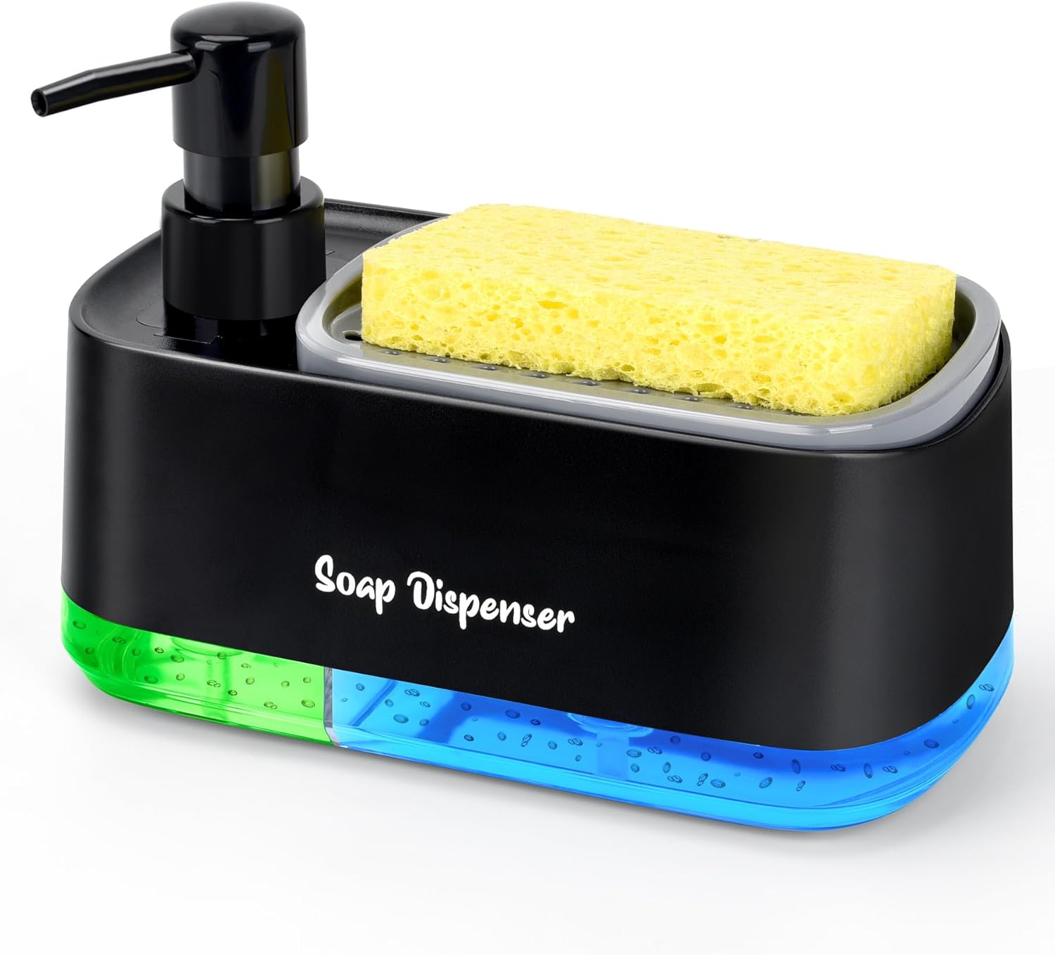 Kitchen Essential Dish Soap Pump Dispenser with Sponge Caddy