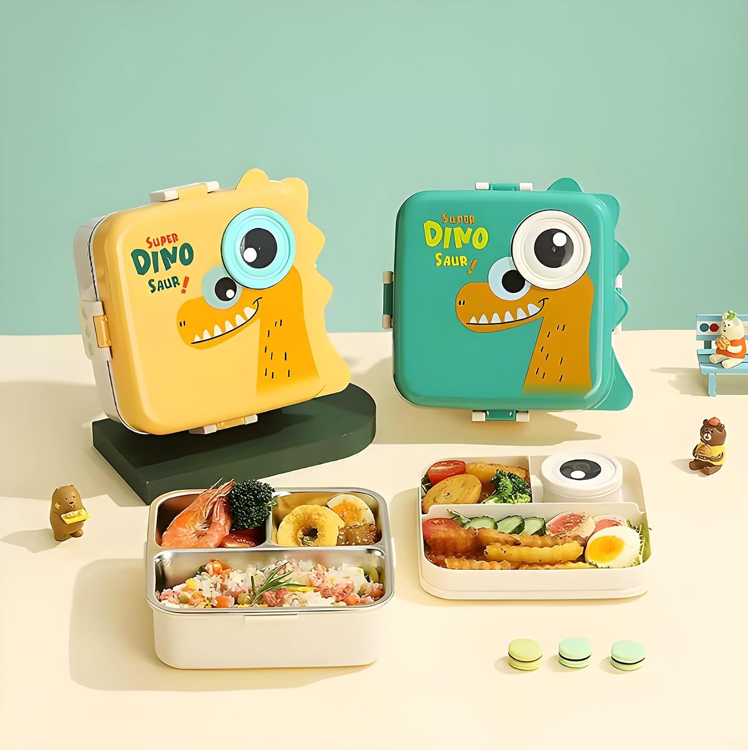 "Super Dinosaur" Compartmented Kids Lunch Box
