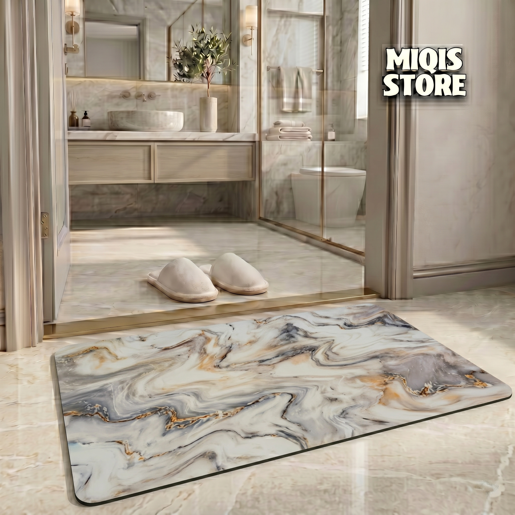 2 Pcs Large Size Water Absorbent Anti-Slip Mat (2.25x1.5 ft)