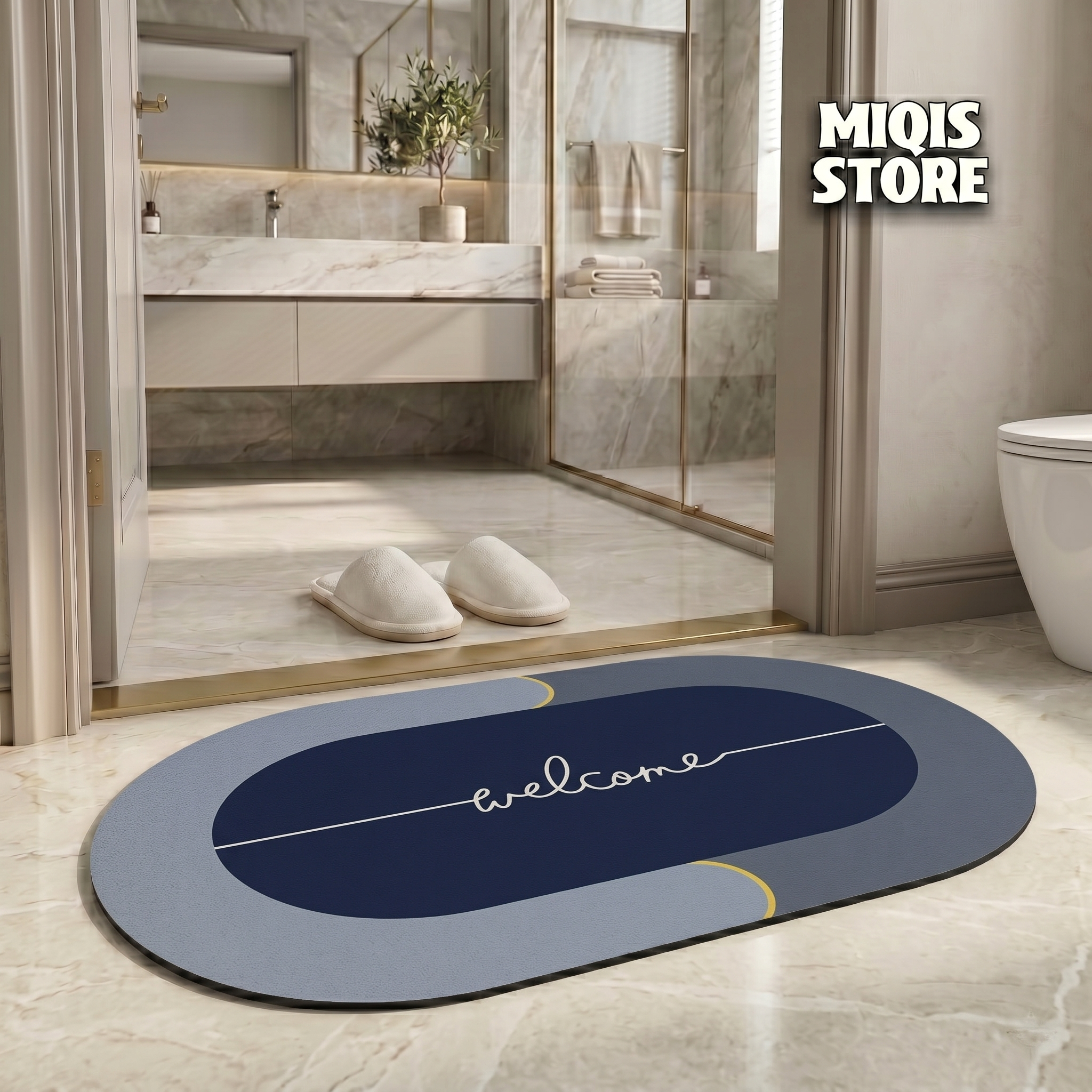 2 Pcs Large Size Water Absorbent Anti-Slip Mat (2.25x1.5 ft)