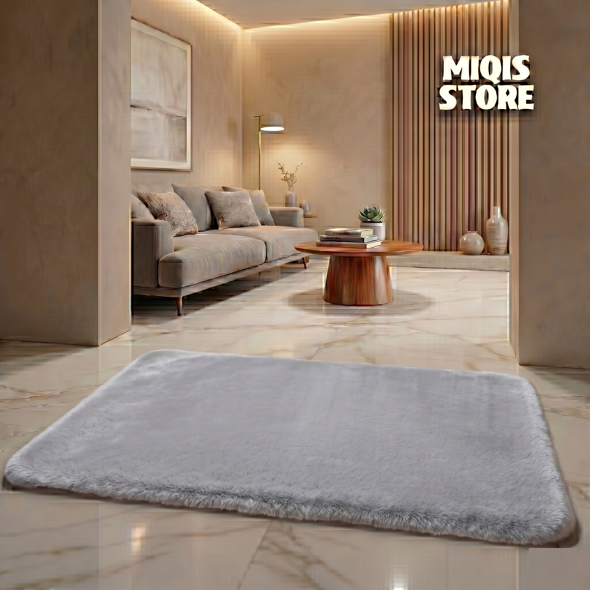 Premium Faux Rabbit Fur Mat Medium Size 24x16 Inches