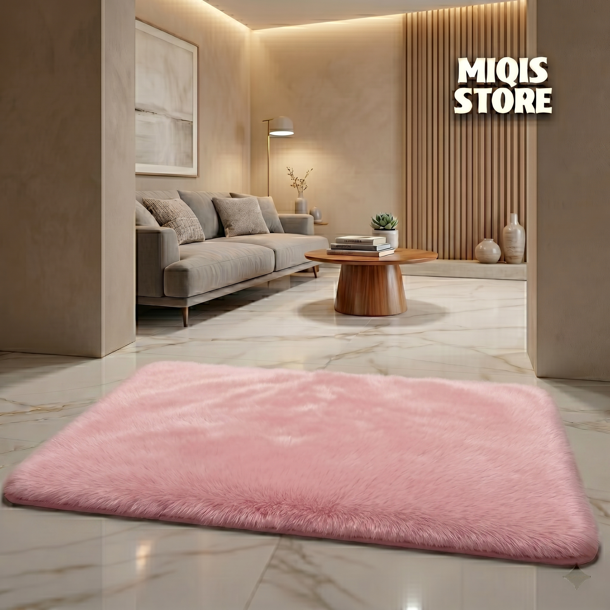 Premium Faux Rabbit Fur Mat Medium Size 24x16 Inches