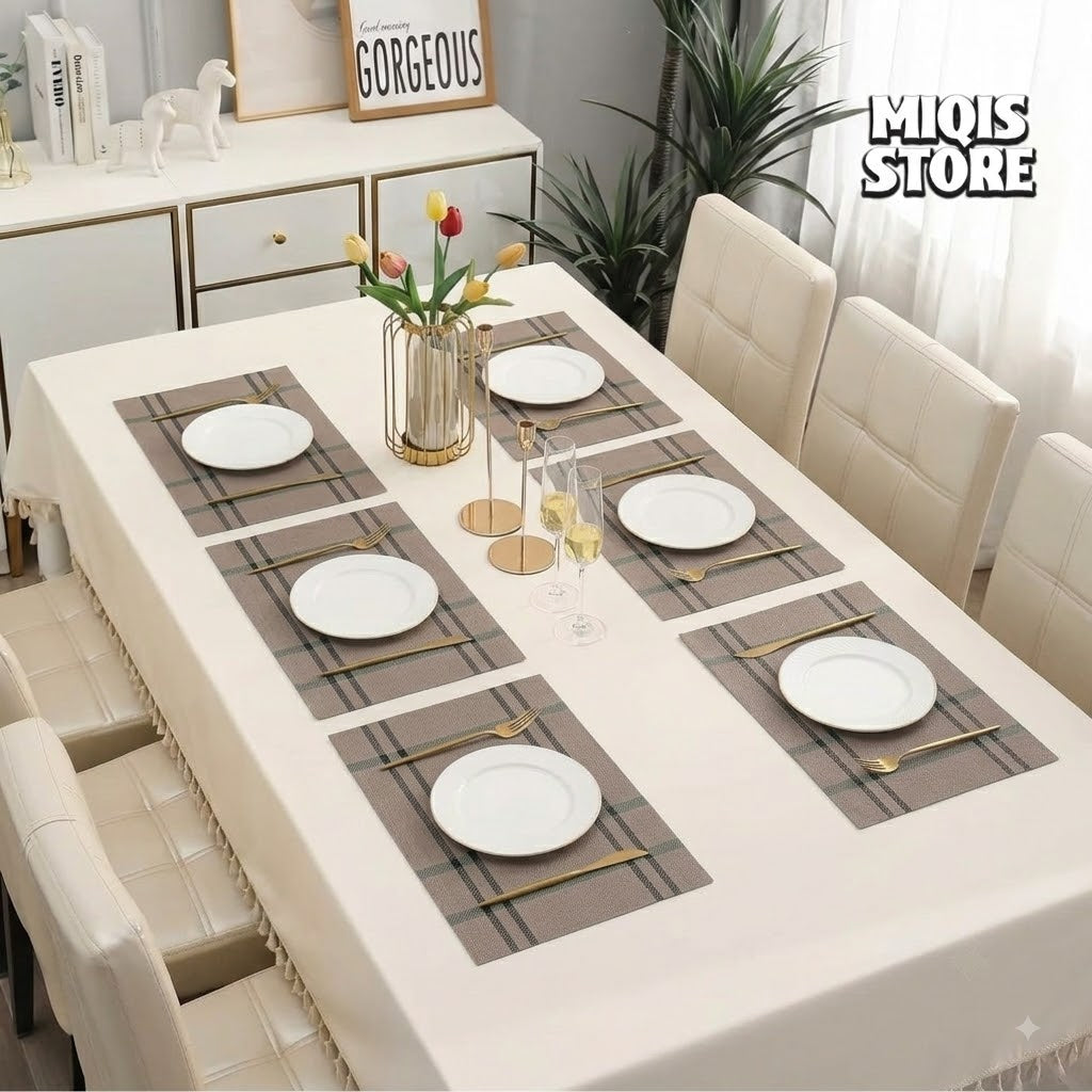6-Piece Premium PVC Dining Table Placemat & Runner Set – (Design 07)