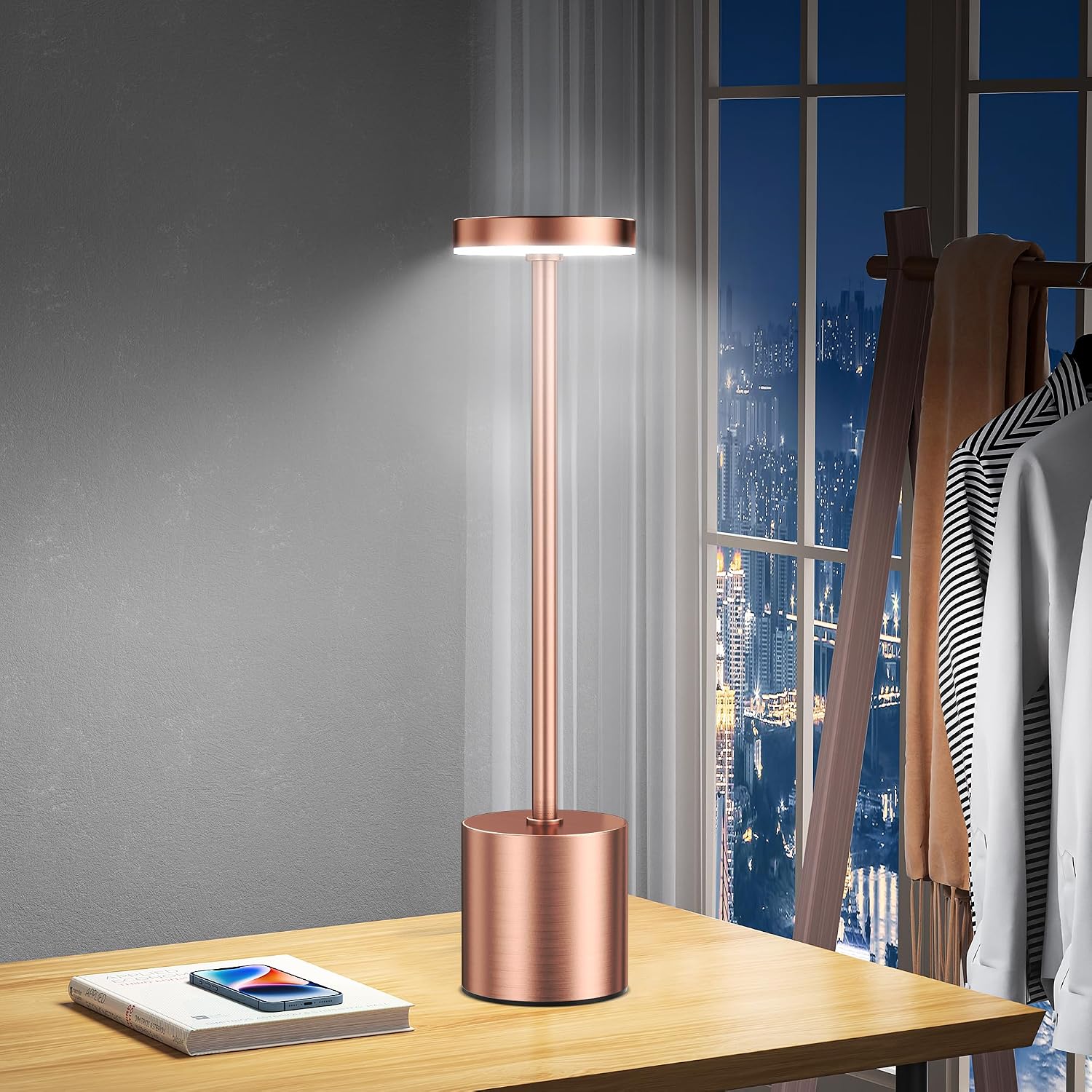 Modern Rose Gold Cordless Desk Lamp