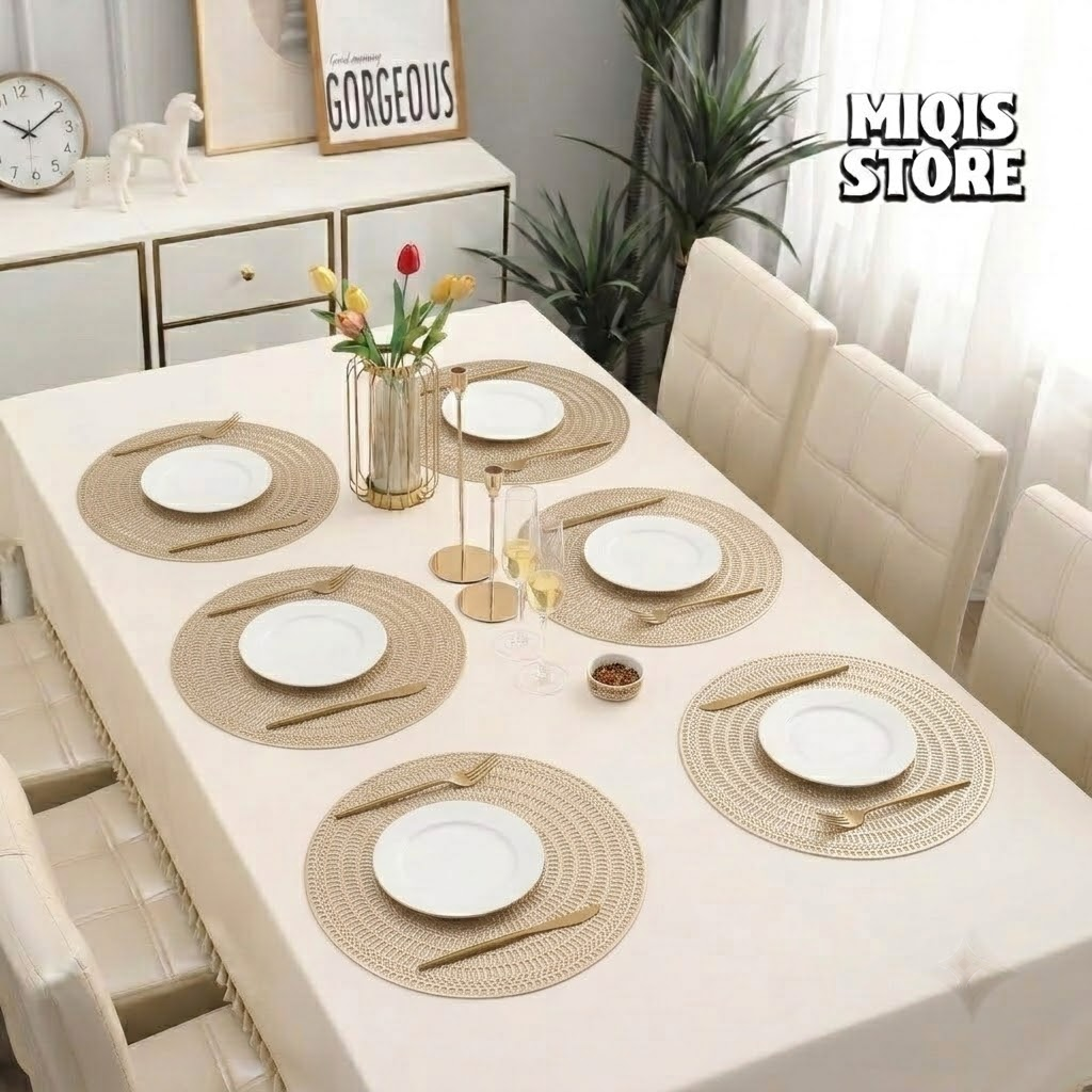 6-Piece Premium Cut Work Dining Table Placemats Set Design (03)
