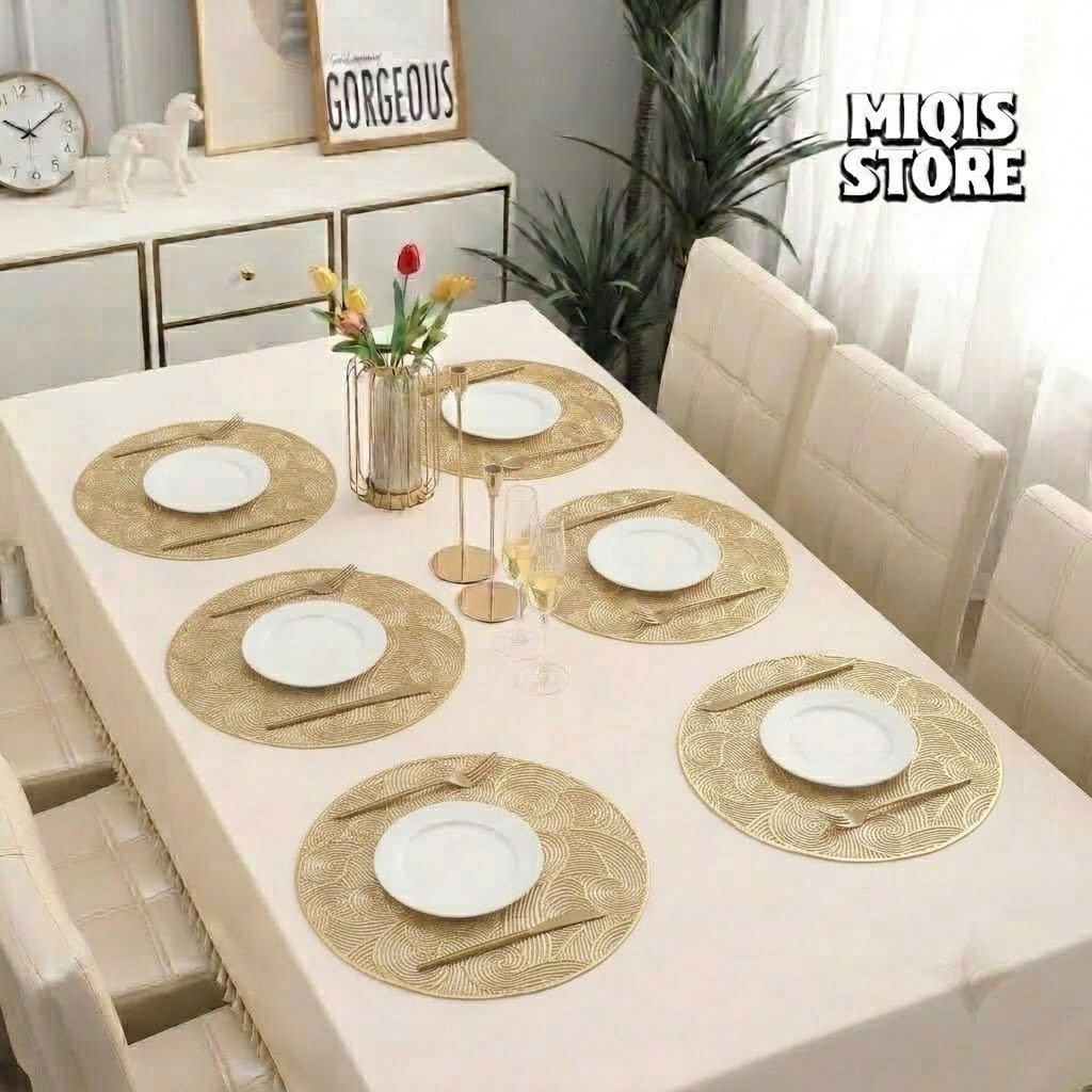 6-Piece Premium Cut Work Dining Table Placemats Set Design (06)