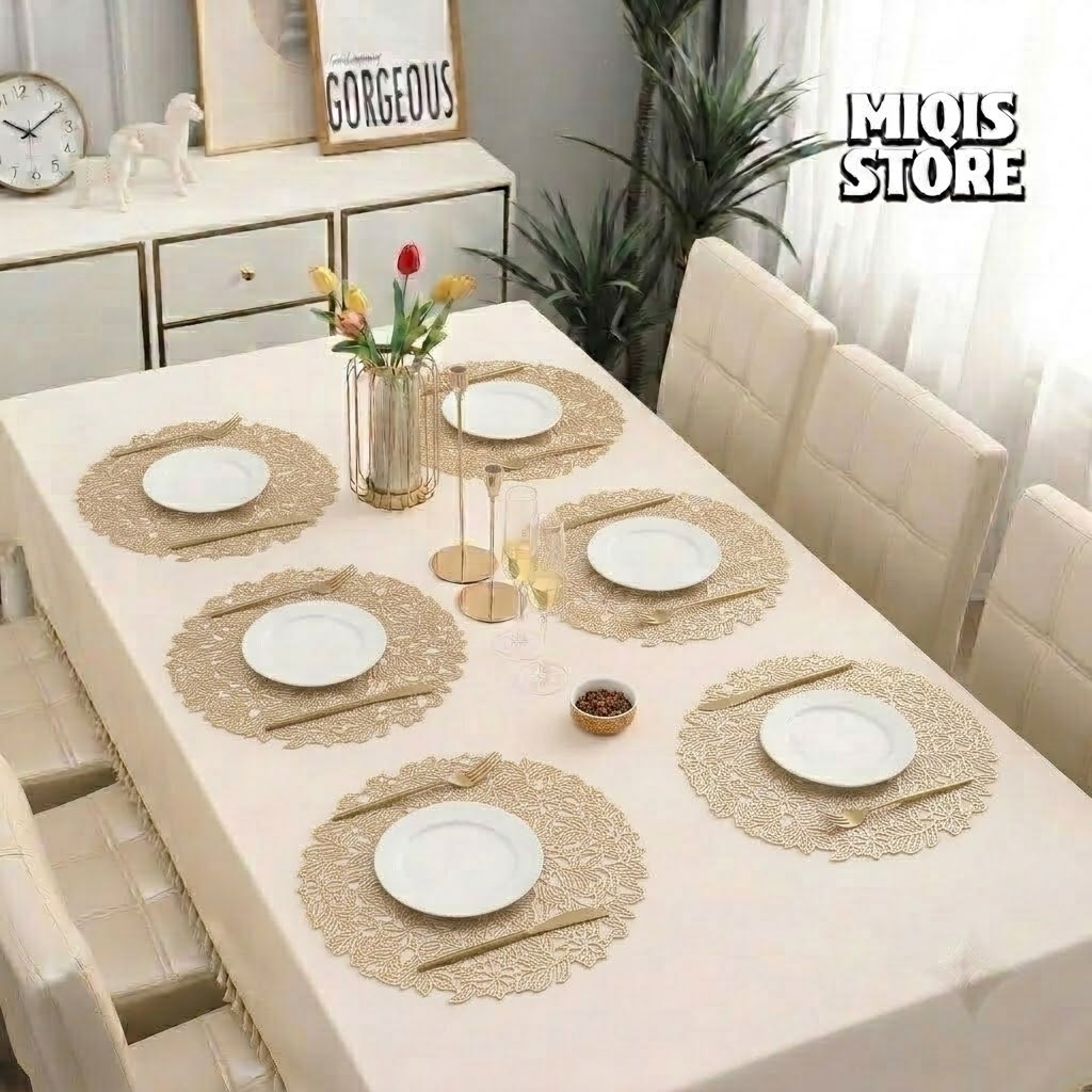 6-Piece Premium Cut Work Dining Table Placemats Set Design (05)
