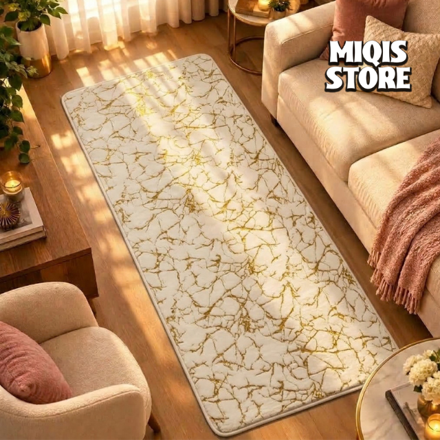 Luxurious Gold Stripe Faux Rabbit Fur Runner 5x2.5 Ft