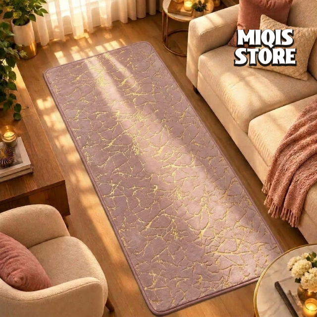 Luxurious Gold Stripe Faux Rabbit Fur Runner 6x2 Ft