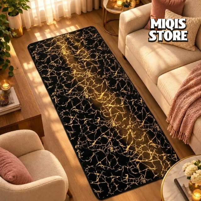 Luxurious Gold Stripe Faux Rabbit Fur Runner 6x2 Ft