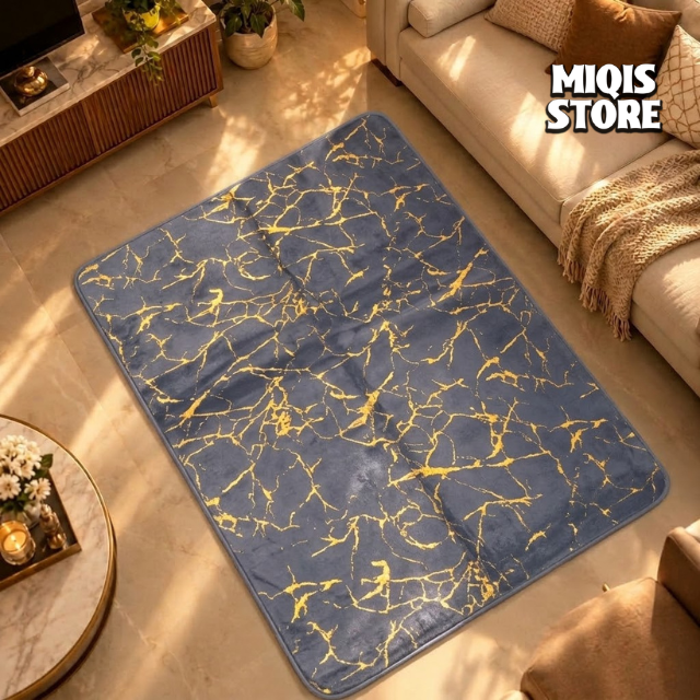Luxurious Gold Stripe Faux Rabbit Fur Rug/Centerpiece 5.5x4 Ft
