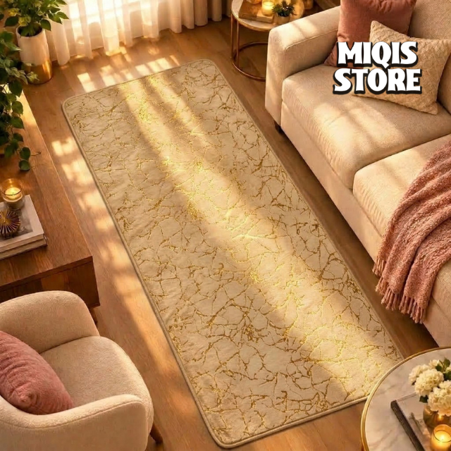 Luxurious Gold Stripe Faux Rabbit Fur Runner 5x2.5 Ft