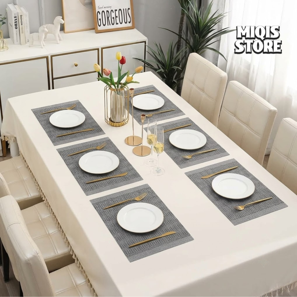6-Piece Premium PVC Dining Table Placemat & Runner Set – (Design 01)