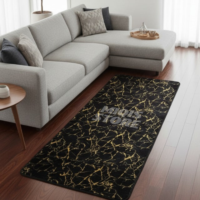 Luxurious Comfort Gold Stripe Faux Fur Runner 6x2 Ft