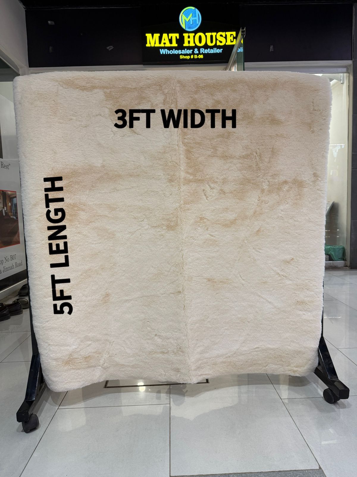 Rabbit Fur Rug/Centerpiece 5x3 Ft