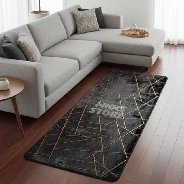 Luxurious Comfort Gold Stripe Faux Fur Runner 6x2 Ft