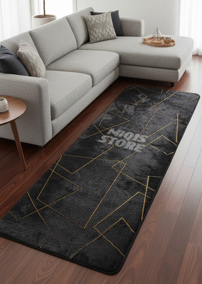 Luxurious Comfort Gold Stripe Faux Fur Runner 6x2 Ft