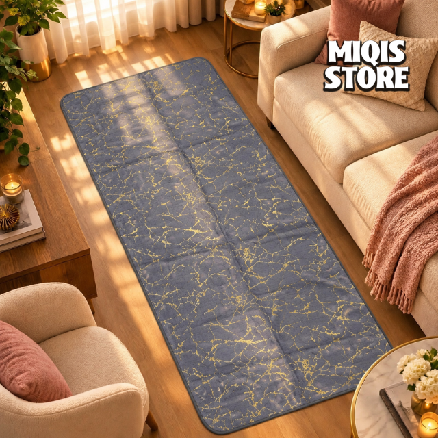 Luxurious Gold Stripe Faux Rabbit Fur Runner 6x2 Ft