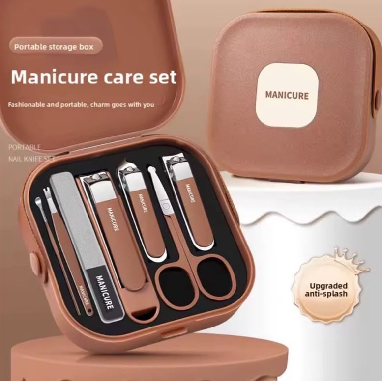 Premium 7-Piece Stainless Steel Manicure & Pedicure Nail Care Kit with Portable Travel Case