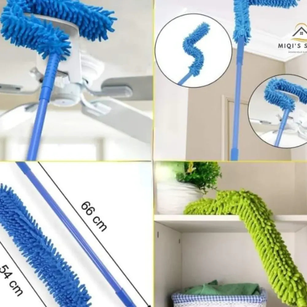 MicroFiber Flexible Fan Turn Duster With Extendable/Adjustable Rod