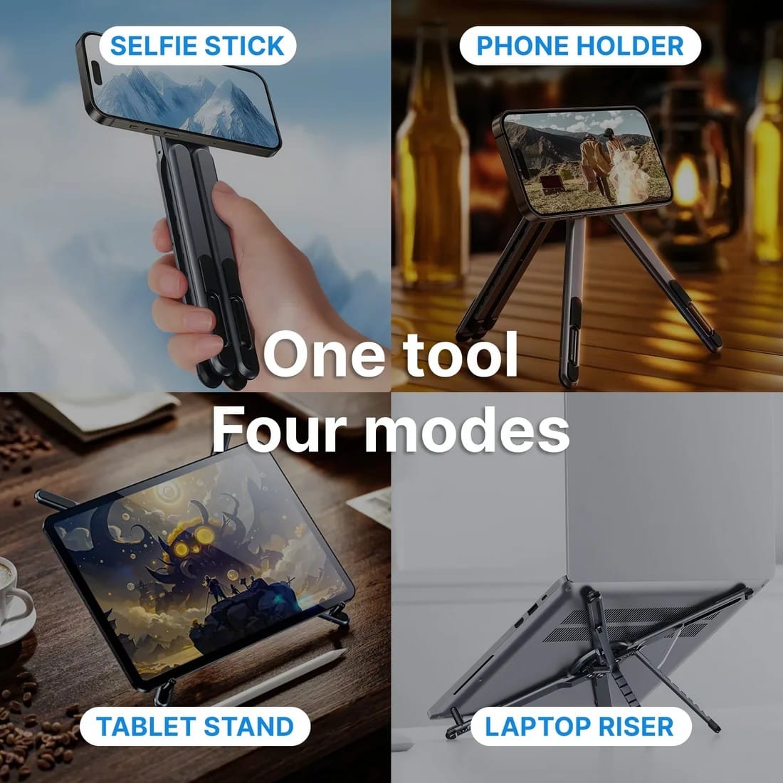 Multi-Functional Foldable Laptop & Tablet Stand with Adjustable Phone Holder