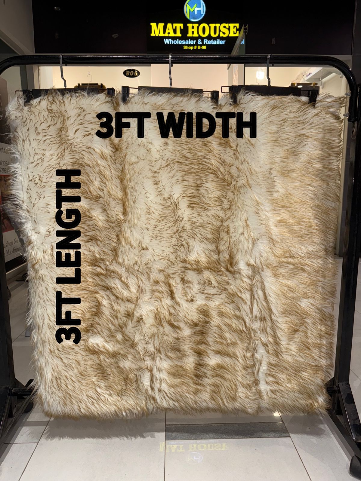 Sheep Fur Rug/Centerpiece 3.28x3.28 Ft