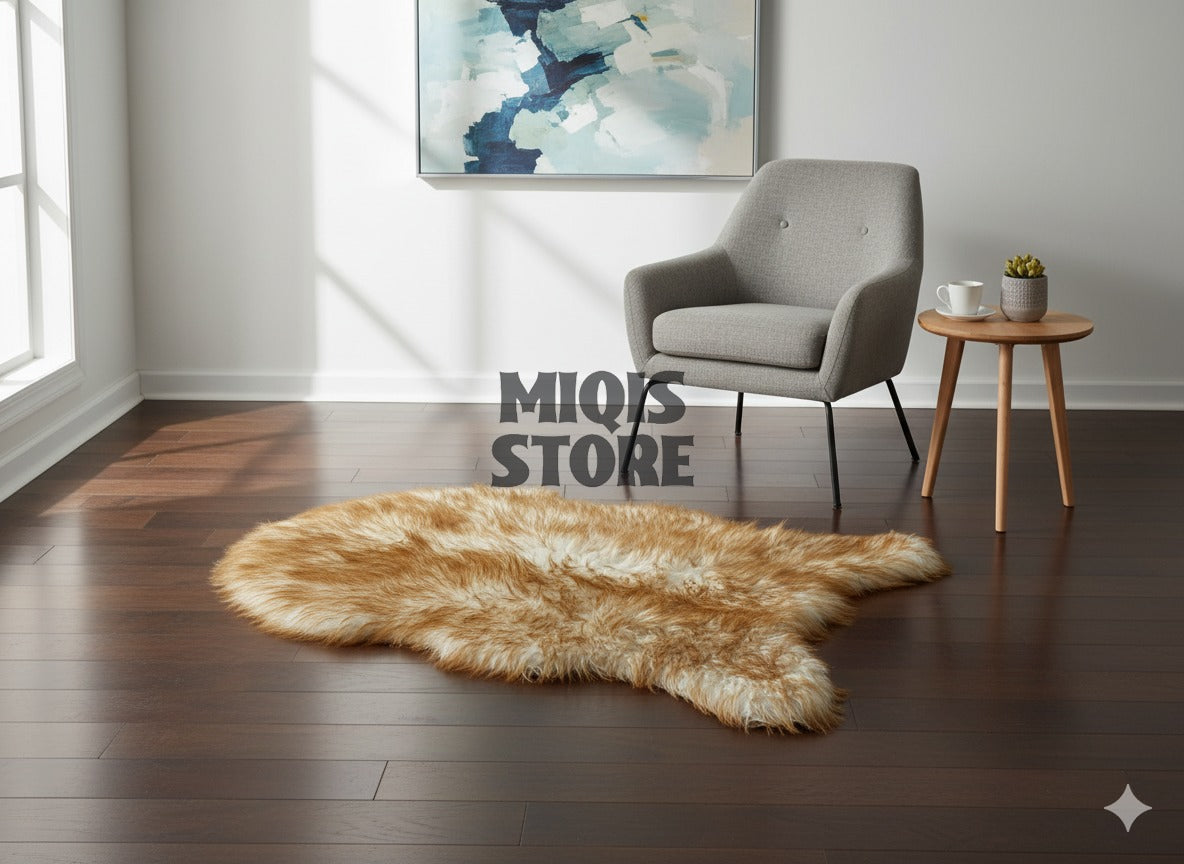 Luxury Soft Faux Sheepskin Rug/Centerpiece 3x2 Ft