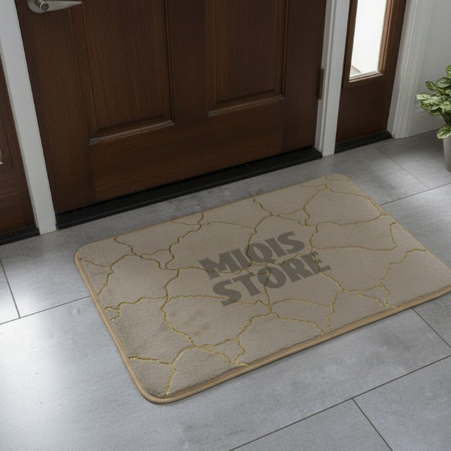 Luxurious Comfort Gold Stripe Faux Rabbit Fur Mat (Medium Beige)