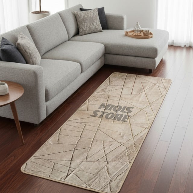 Luxurious Comfort Gold Stripe Faux Fur Runner 6x2 Ft