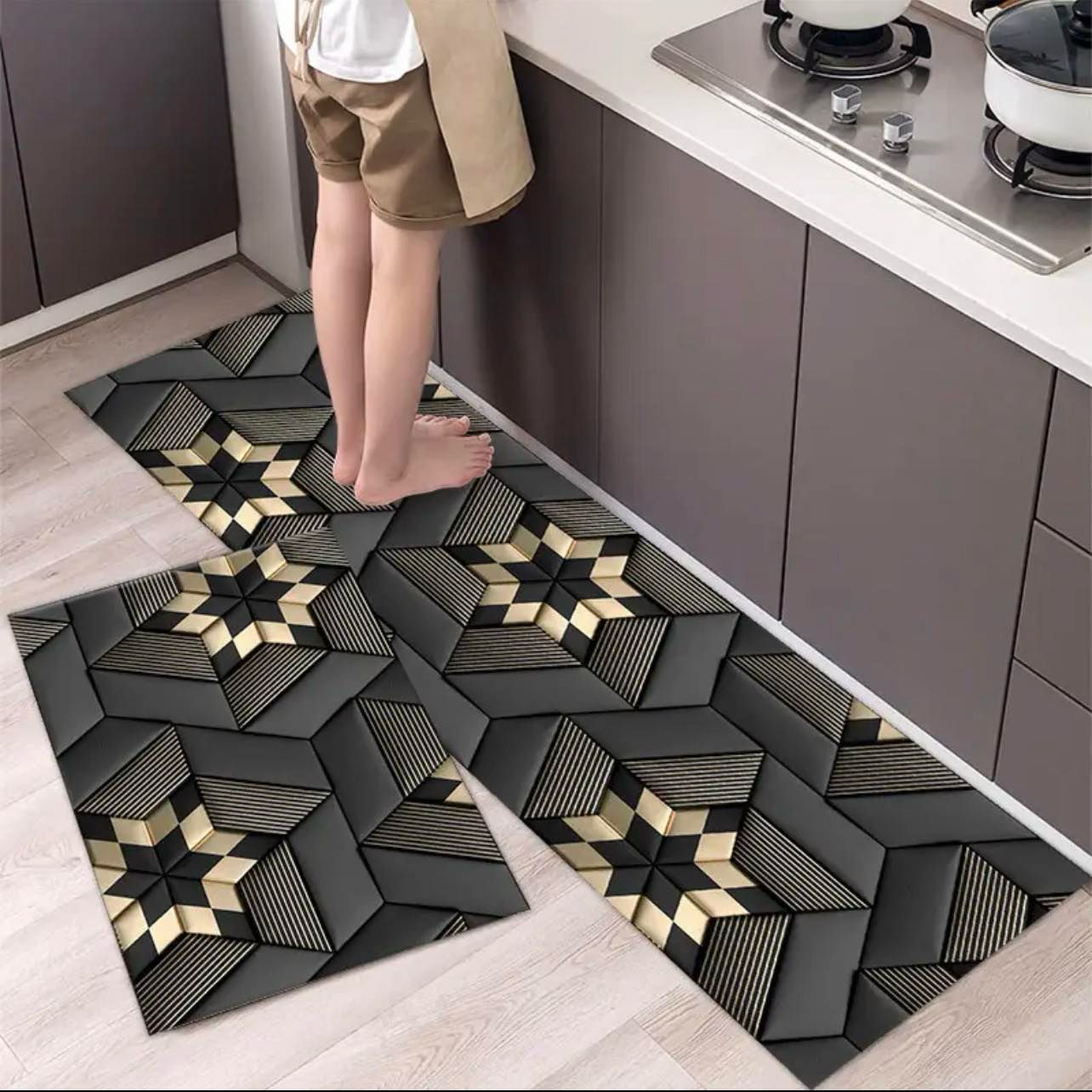 Anti Slip Water Absorbent Runner With Mat (Large Design 3)
