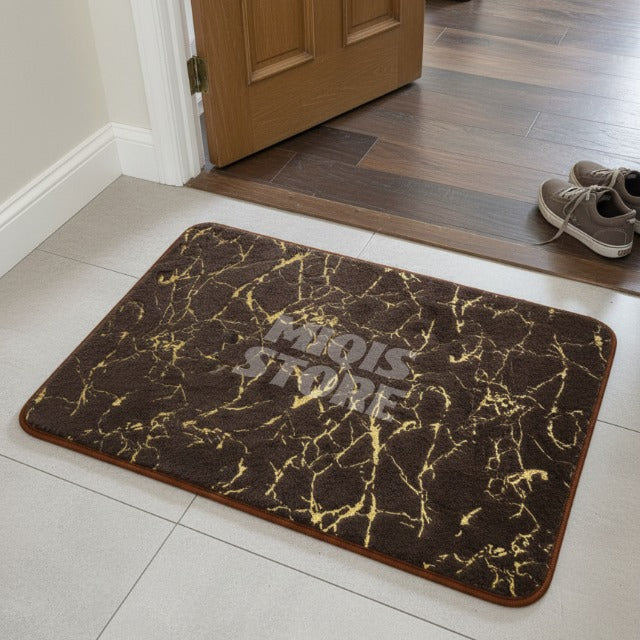 Luxurious Comfort Gold Stripe Faux Rabbit Fur Mat (Medium Brown)