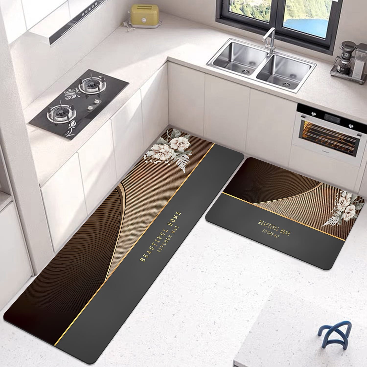 Anti Slip Water Absorbent Runner With Mat (Large Design 44)