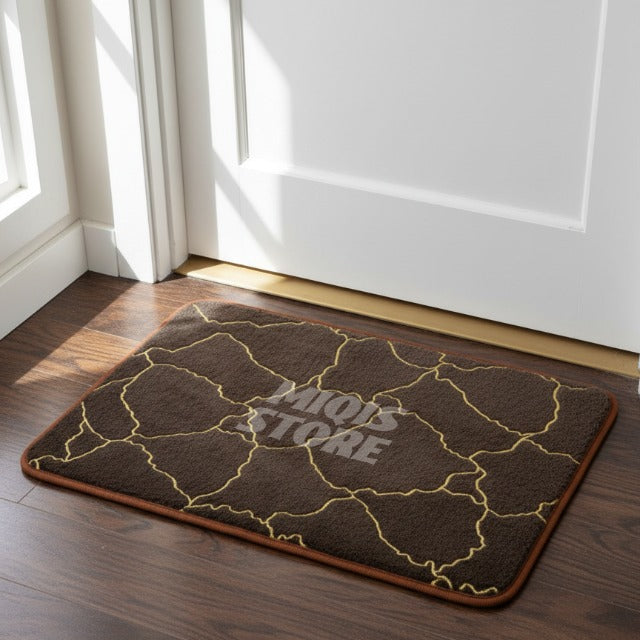 Luxurious Comfort Gold Stripe Faux Rabbit Fur Mat (Medium Brown)