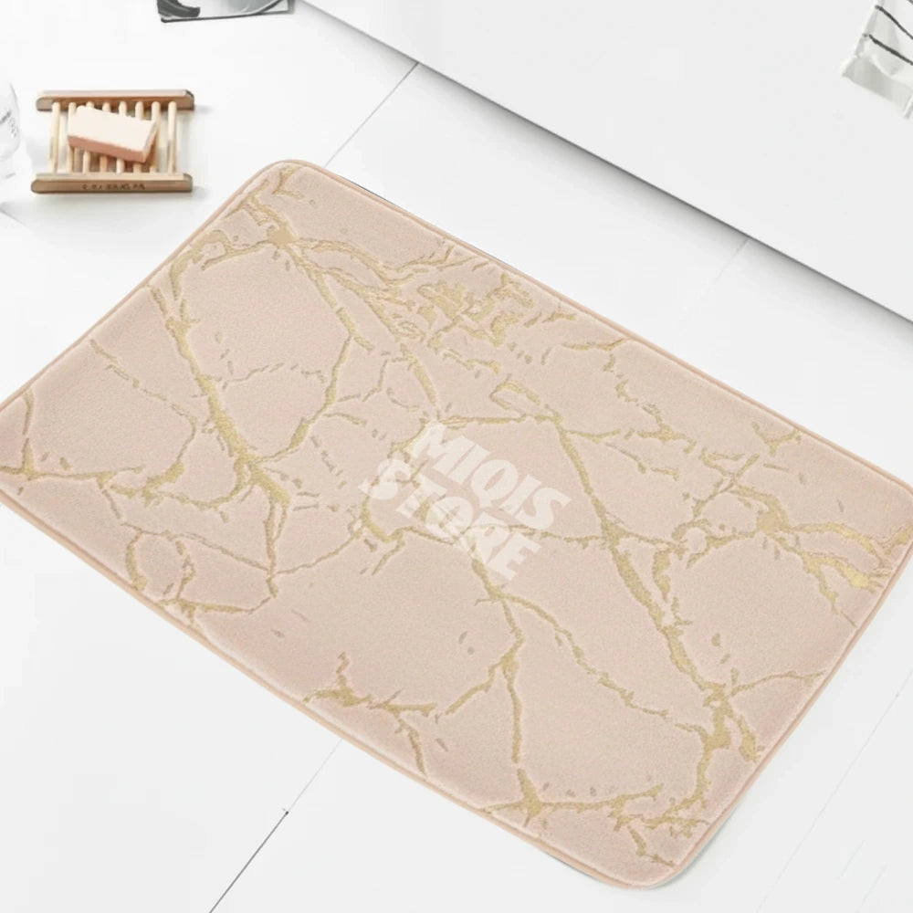 Luxurious Gold Stripe Faux Rabbit Fur Mat (Large Beige)