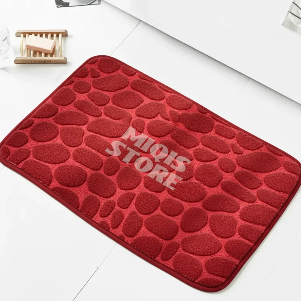 Pebble Stone Water Absorbent Mat (Medium Red)