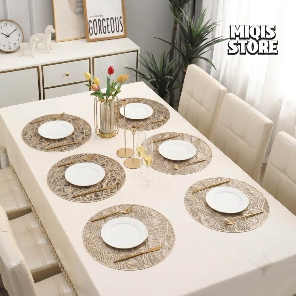 6-Piece Premium Cut Work Dining Table Placemats Set Design (01)
