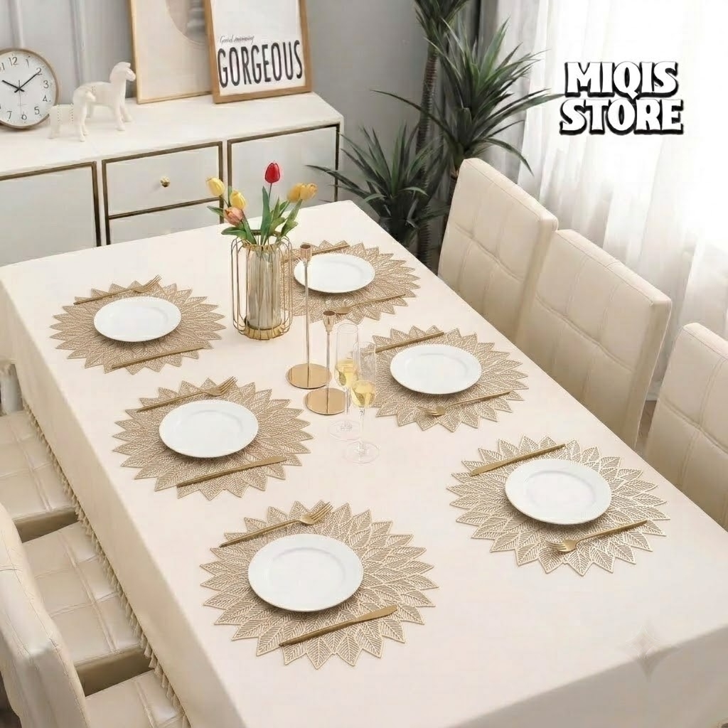 6-Piece Premium Cut Work Dining Table Placemats Set Design (02)