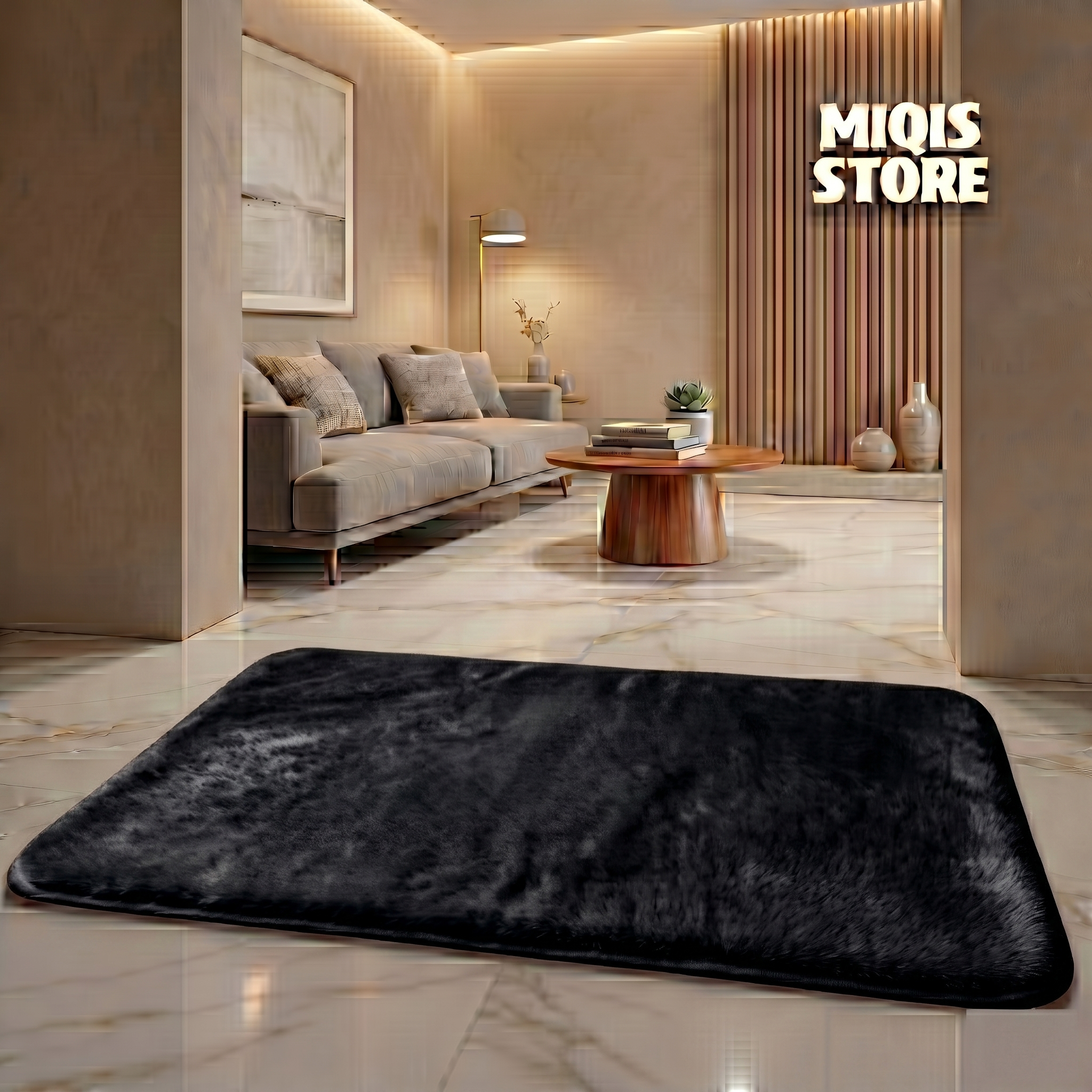 Premium Faux Rabbit Fur Mat Size 24x16 Inches