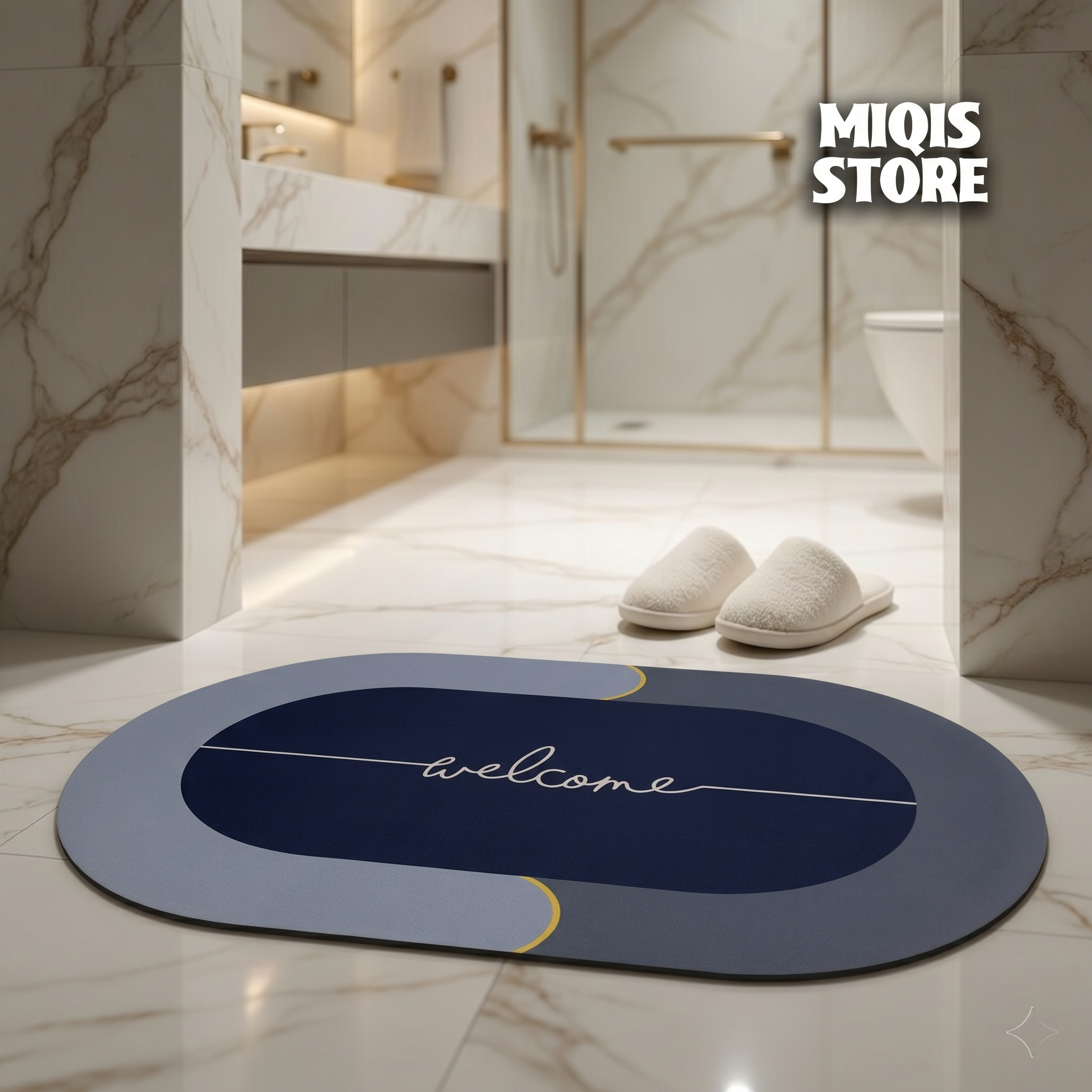 2 Pcs Water Absorbent Anti-Slip Mat (2x1.25 ft)