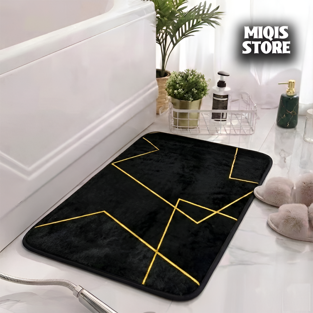 Gold Rabbit Fur Luxurious Comfort Gold Stripe Faux Rabbit Fur Mat (Medium Black ...