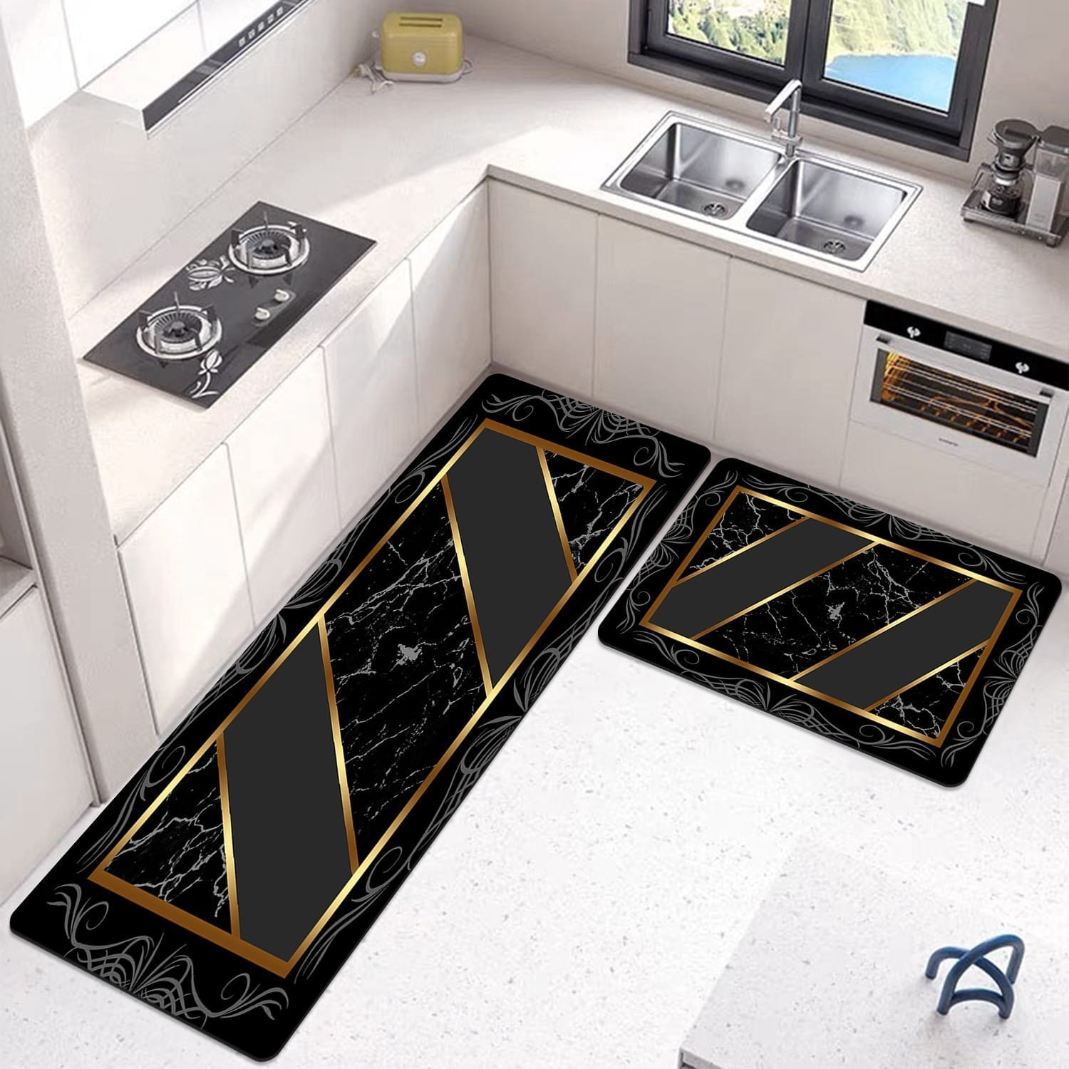 Anti Slip Water Absorbent Runner With Mat (Medium Design 62)