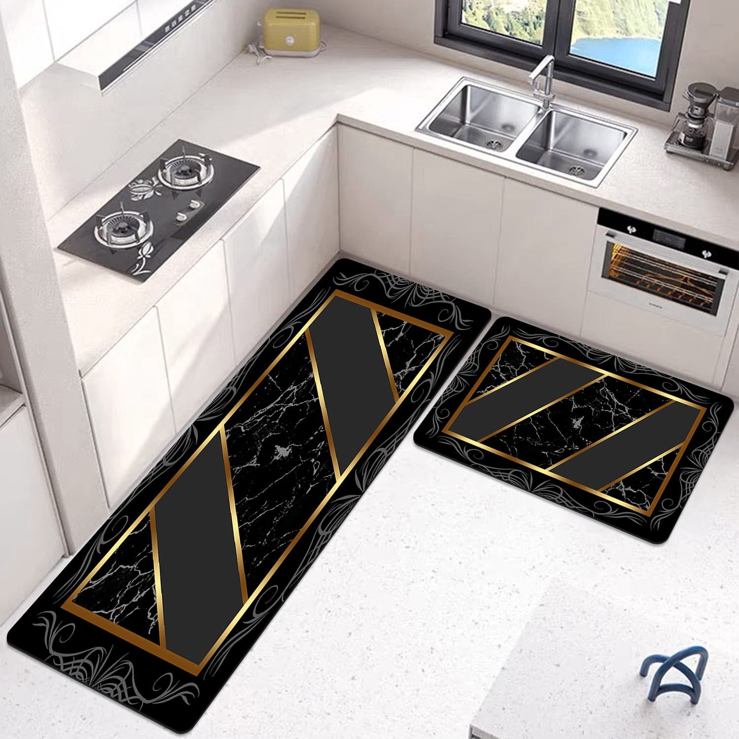Anti Slip Water Absorbent Runner With Mat (Extra Large Design 23)