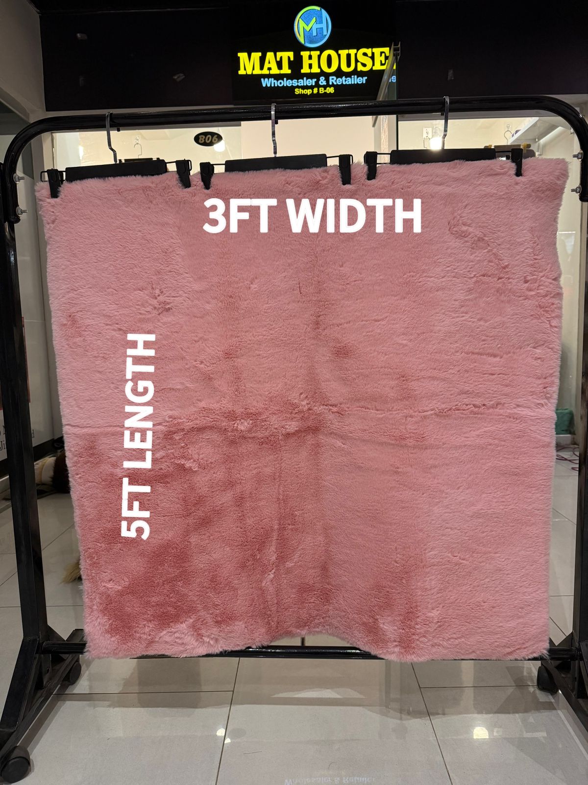 Rabbit Fur Rug/Centerpiece 5x3 Ft