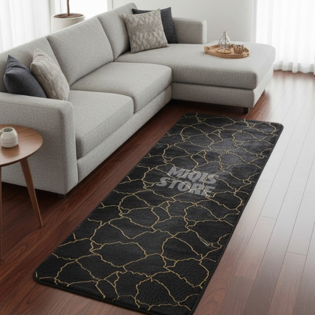 Luxurious Comfort Gold Stripe Faux Fur Runner 6x2 Ft