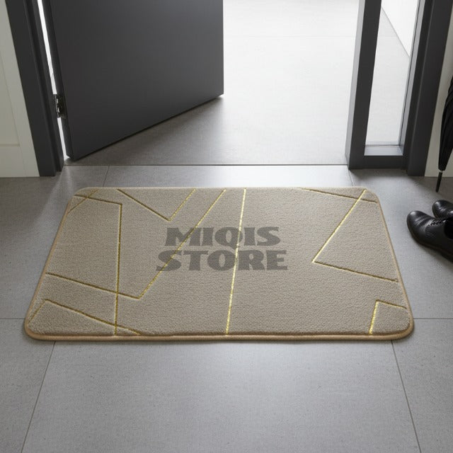 Luxurious Comfort Gold Stripe Faux Rabbit Fur Mat (Medium Beige)