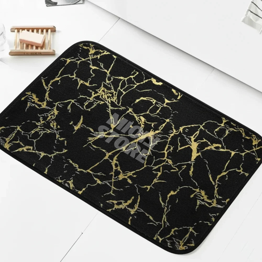 Luxurious Gold Stripe Faux Rabbit Fur Mat (Large Black)