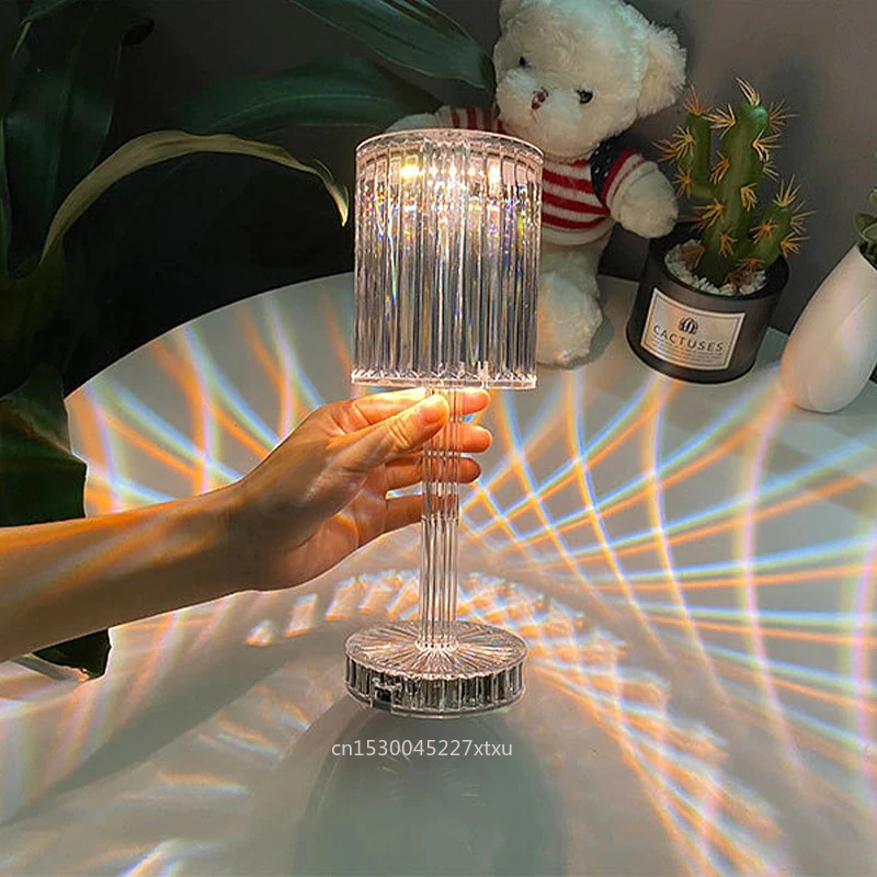 ⚡16 Color Rechargeable LED Crystal Projection Table Lamp With Remote Control💡