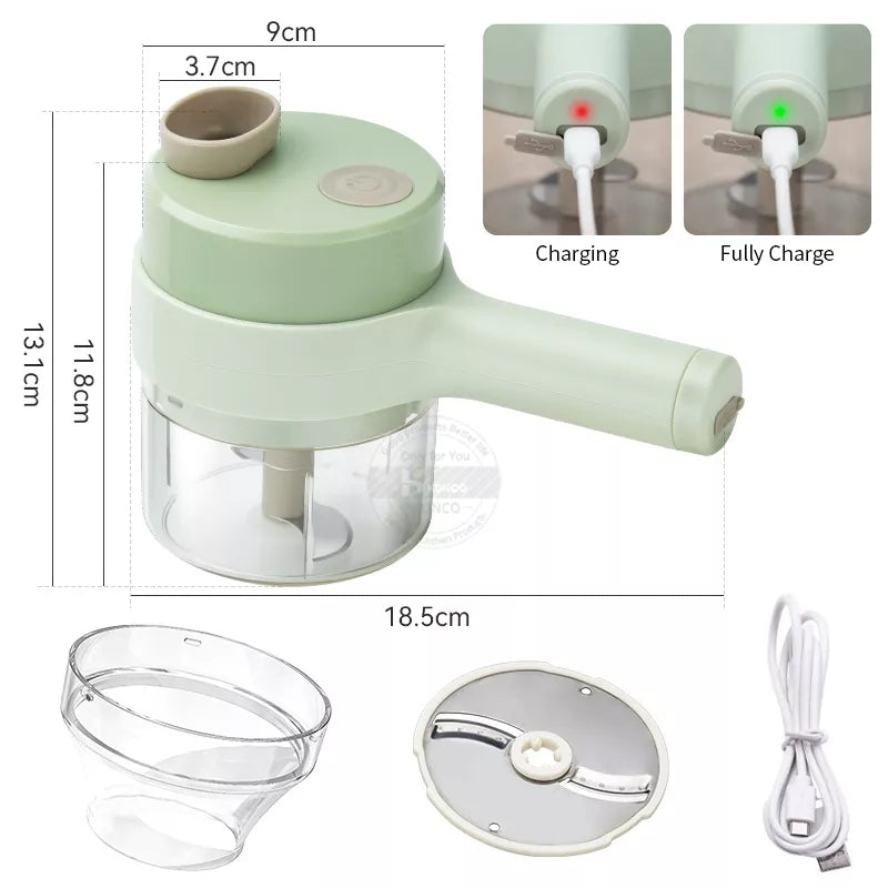 4 in 1 USB Rechargeable Wireless Handheld Electric Food Chopper Vegetable Cutter Set/Vegetable Chopper and Meat grinder