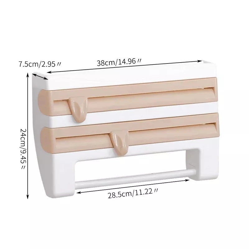 3 in 1 Tissue Paper Dispenser, Aluminum Foil & Cling Film Roll Cutter