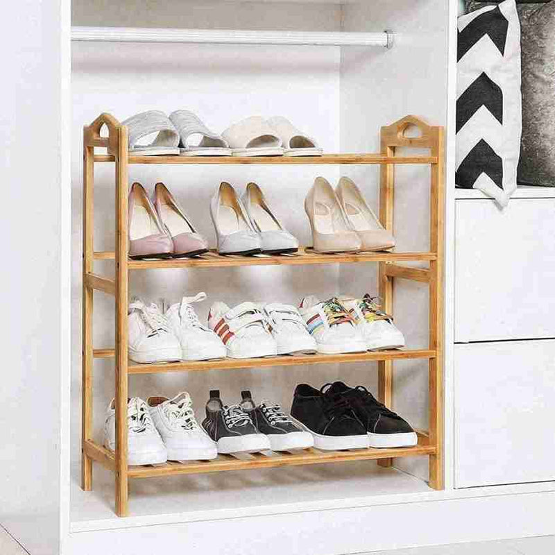 Multifunctional Water Proof Bamboo Wooden Shoes Racks 4 Steps